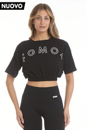 T-Shirt Crop Academy Fgm04 Nero - FGM04 - Linea Ikonic - fgm04