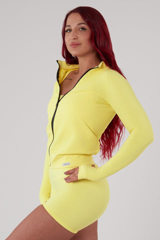 Felpa sportiva seamless con maniche lunghe zip a tutta altezza e trama a bolle con tecnologia FIR Candy Bubble Lemon Verbena - fgm04 - Maglie e Top - fgm04