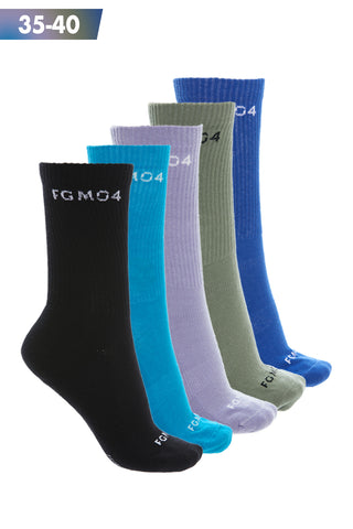 Calze Calzettoni sportivi cotone poliammide elastane elasticizzati FGM04 5 Pack (Taglia 35 - 40) Calzettoni Colori Freddi - Fast Bundle - Linea Ikonic - fgm04