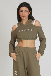 Felpa Crop Spalle Scoperte Jasmine Donna Verde Salvia