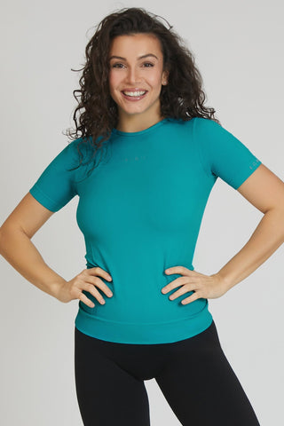 Maglia sportiva tecnica donna Manica corta con tecnologia FIR snellente Ikonic Sport Unisex Turchese Amazzonite - FGM04 - Maglie e Top - fgm04