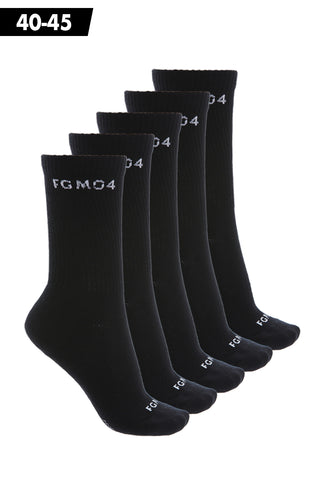 Calze Calzettoni sportivi cotone poliammide elastane elasticizzati FGM04 5 Pack (Taglia 40 - 45) Calzettoni Colore Nero - Fast Bundle - Linea Ikonic - fgm04