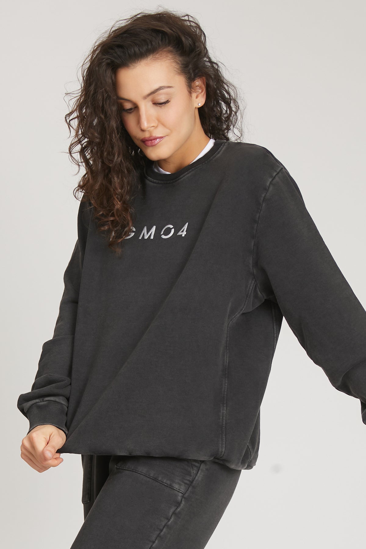 tuta sportiva in cotone oversize Felpa Over Donna Grigio Ardesia - FGM04 - Linea Ikonic - fgm04