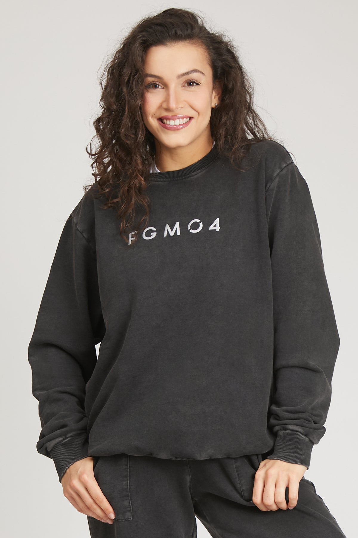 tuta sportiva in cotone oversize Felpa Over Donna Grigio Ardesia - FGM04 - Linea Ikonic - fgm04