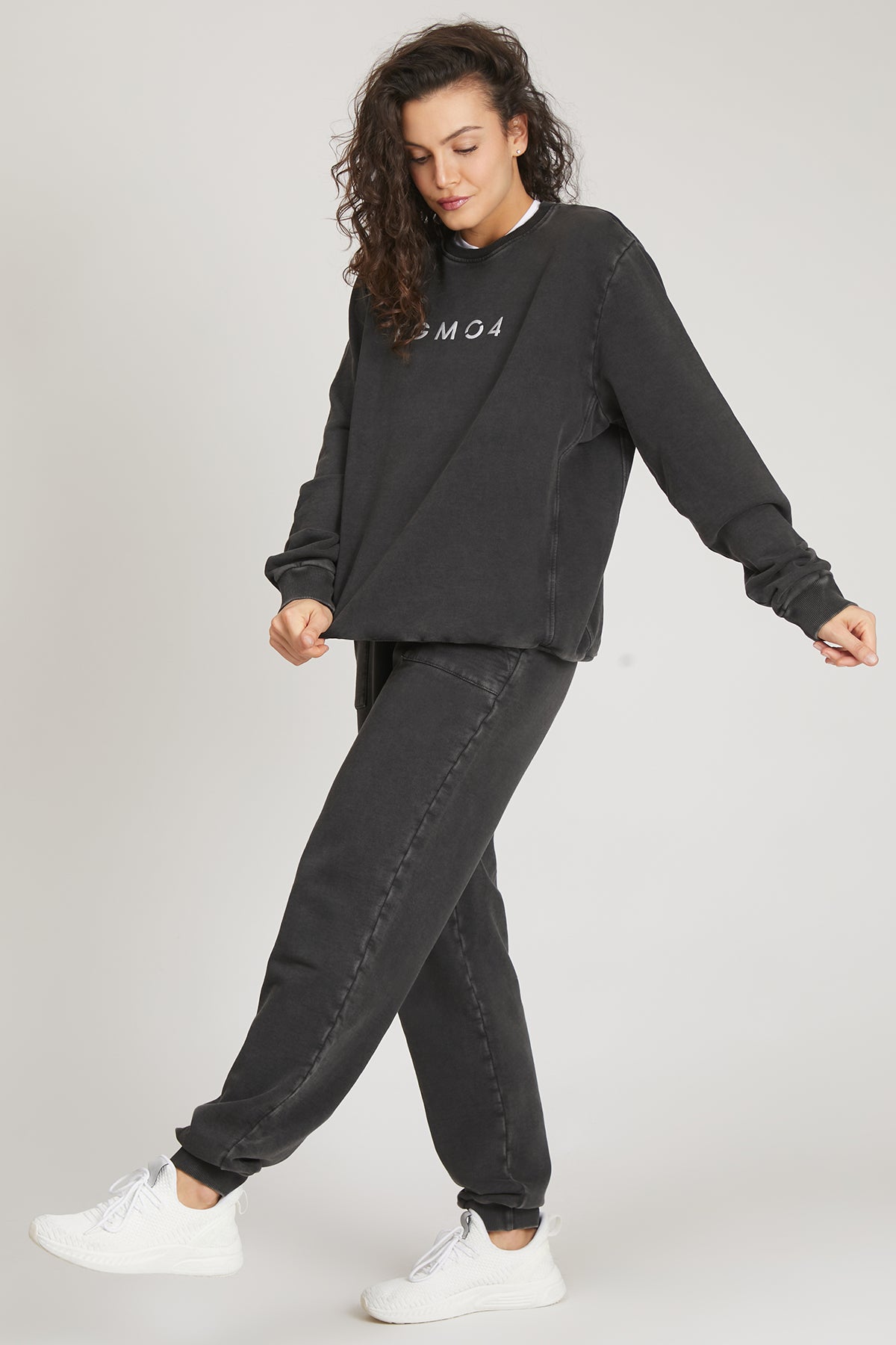 tuta sportiva in cotone oversize Felpa Over Donna Grigio Ardesia - FGM04 - Linea Ikonic - fgm04