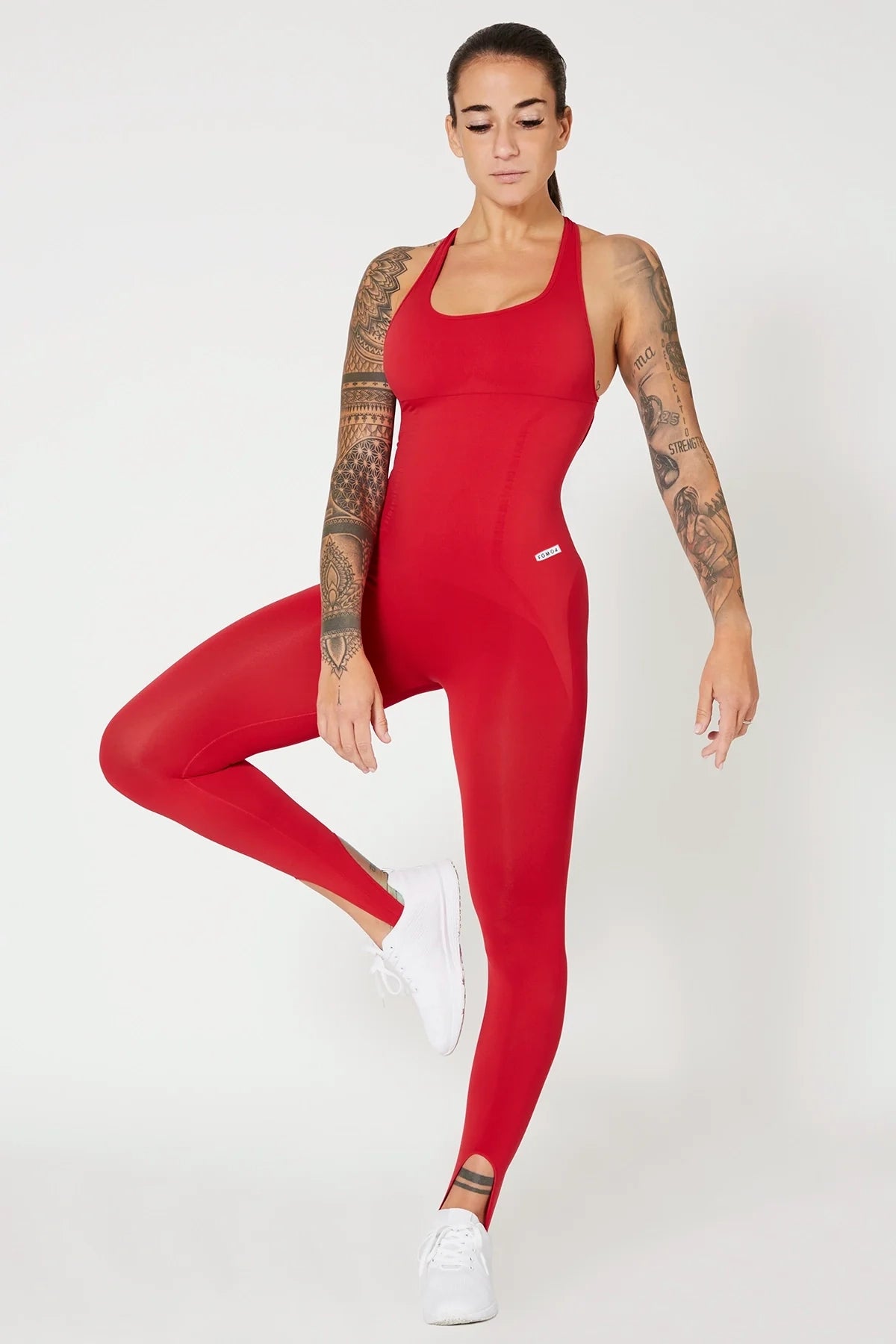 Tuta sportiva push-up con arricciatura con tecnologia FIR Jumpsuit Artemide Rosso Lampone - fgm04 - ABBIGLIAMENTO - fgm04