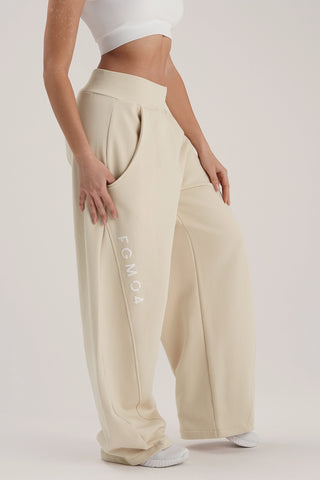 Pantaloni della tuta sportivi donna in cotone oversize Pantalone Baggy Ikonic SS 24 Burro - fgm04 - Linea Ikonic - fgm04