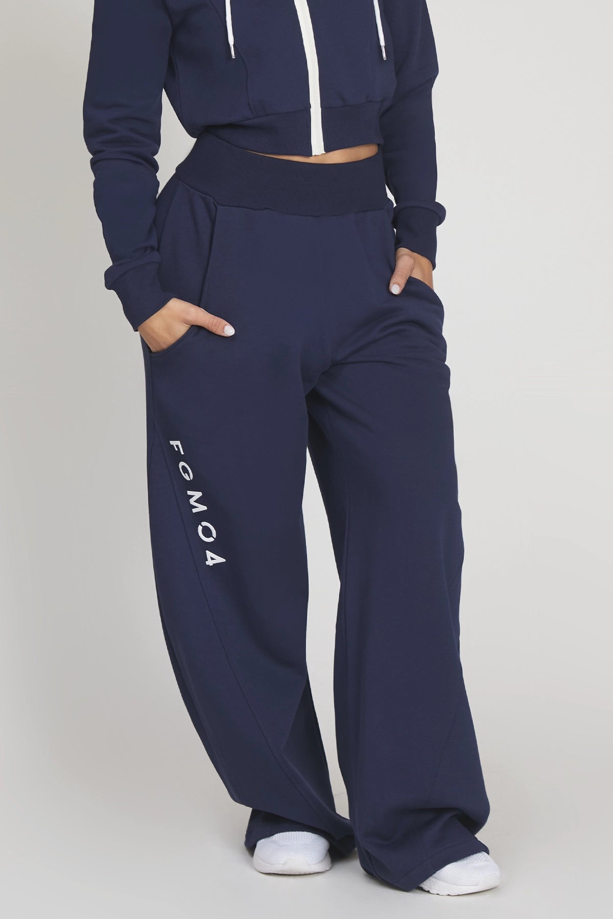 Pantaloni della tuta sportivi donna in cotone oversize Pantalone Baggy Ikonic FW 24/25 Blu Notte - FGM04 - Linea Ikonic - fgm04