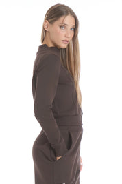 Felpa Ikonic Active Zip FW 25 Cioccolato