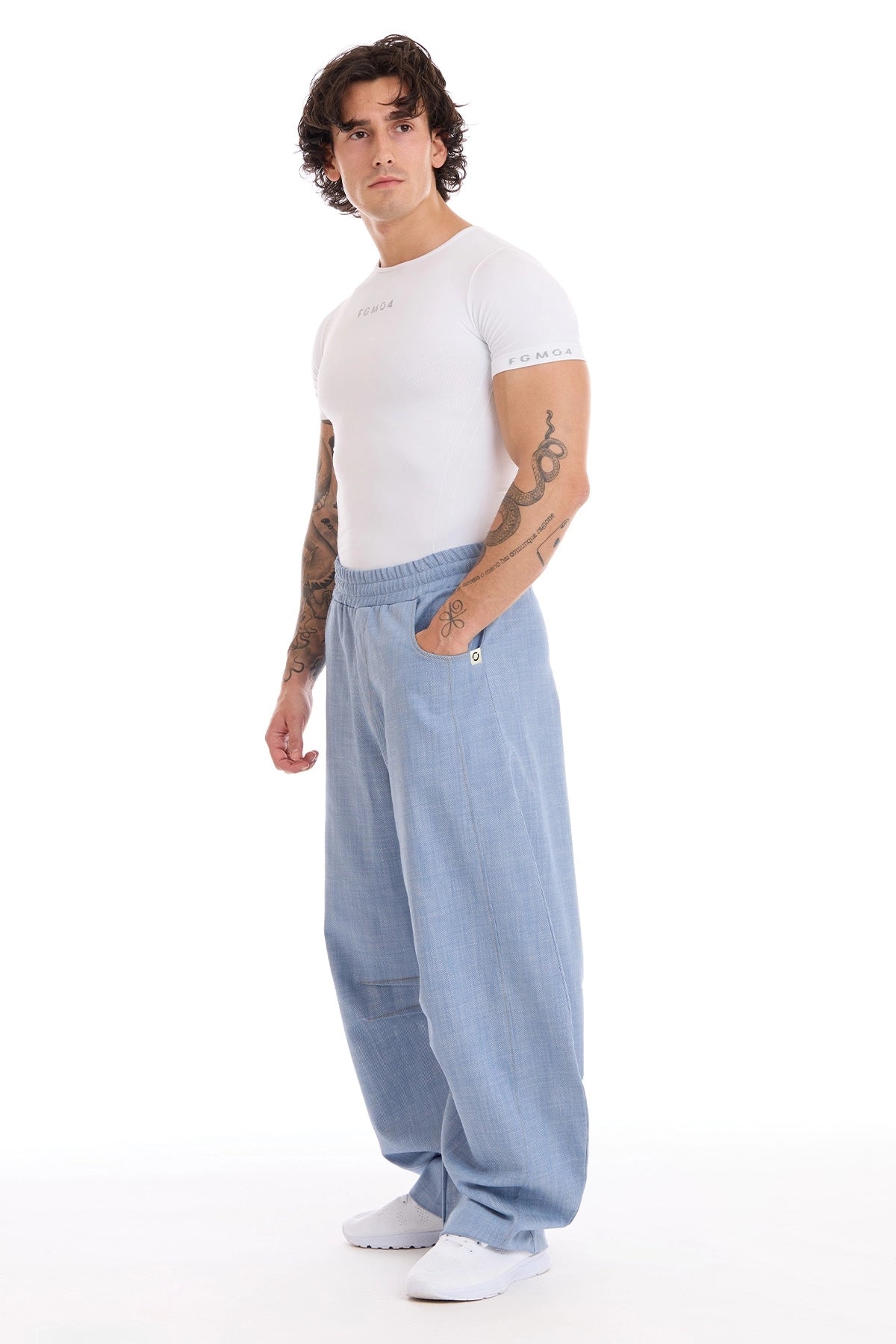 Pantalone Barrel Uomo Azzurro - FGM04 - Linea Ikonic Uomo - fgm04