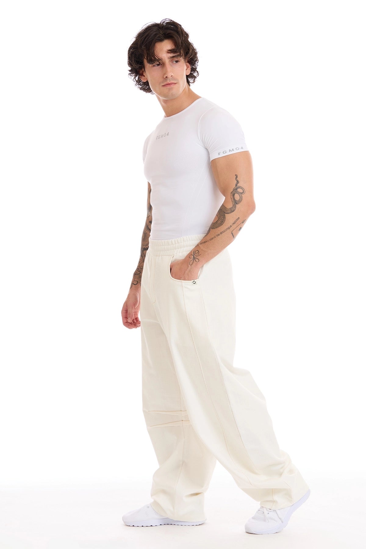 Pantalone Barrel Uomo Panna - FGM04 - Linea Ikonic Uomo - fgm04