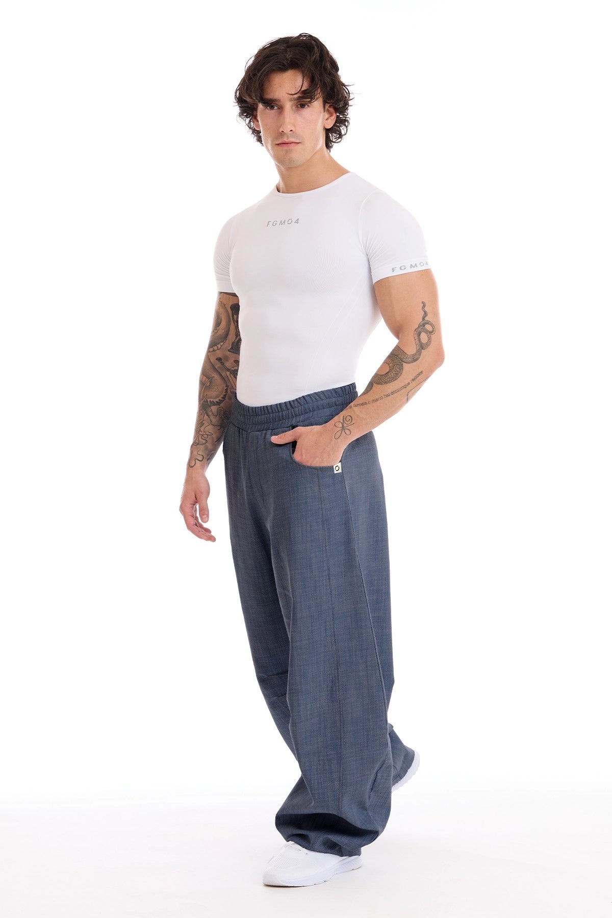 Pantalone Barrel Uomo Jeans Blu - FGM04 - Linea Ikonic Uomo - fgm04