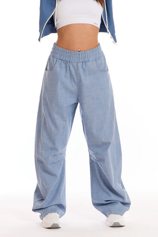 Pantalone Barrel Donna Azzurro - FGM04 - Linea Ikonic - fgm04