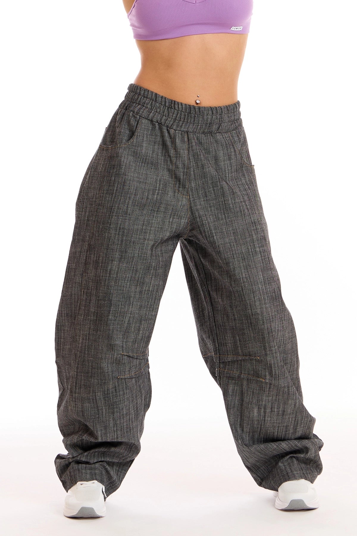 Pantalone Barrel Donna Jeans Nero - FGM04 - Linea Ikonic - fgm04