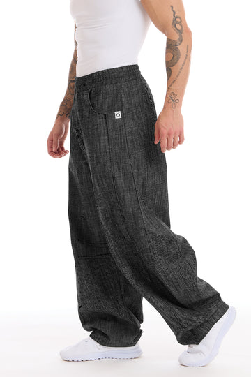 Pantalone Uomo Barrel Jeans Nero Carbonio - FGM04 - Linea Ikonic Uomo - fgm04