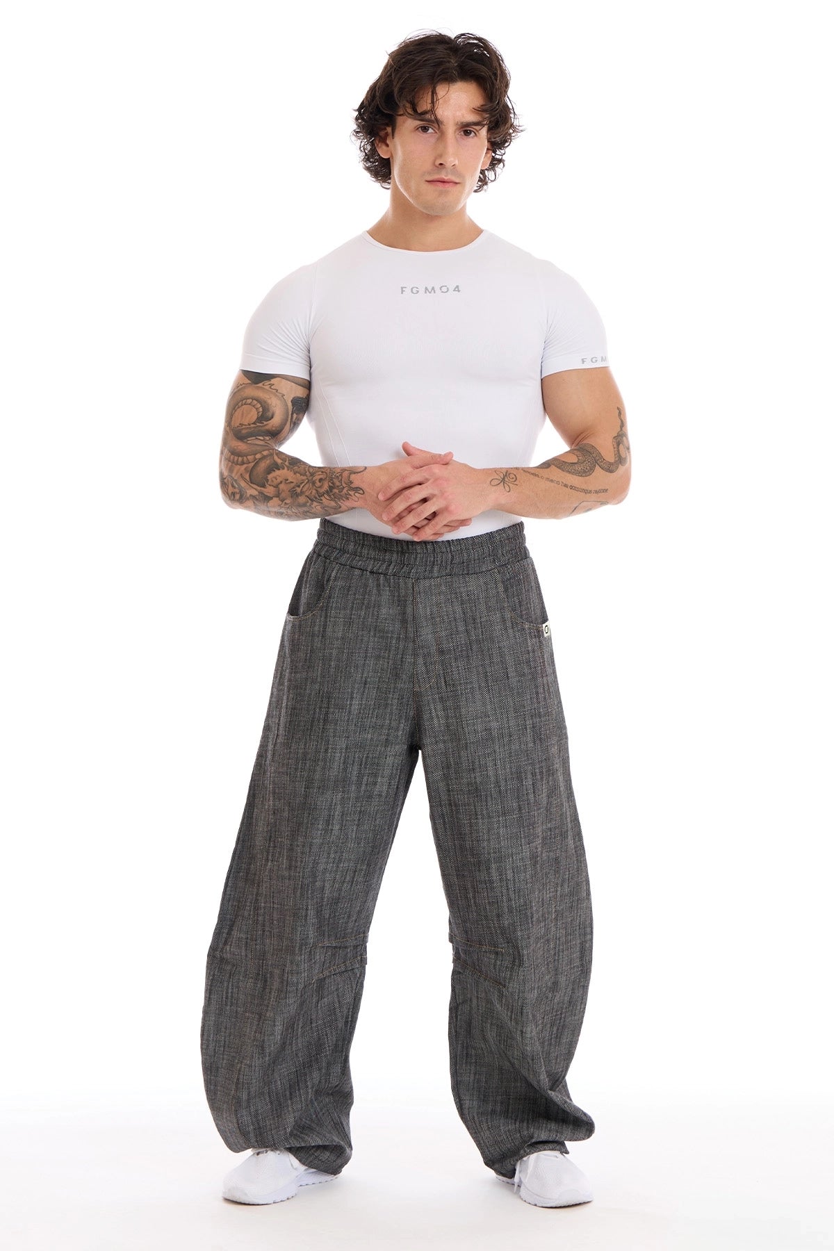 Pantalone Barrel Uomo Jeans Nero - FGM04 - Linea Ikonic Uomo - fgm04