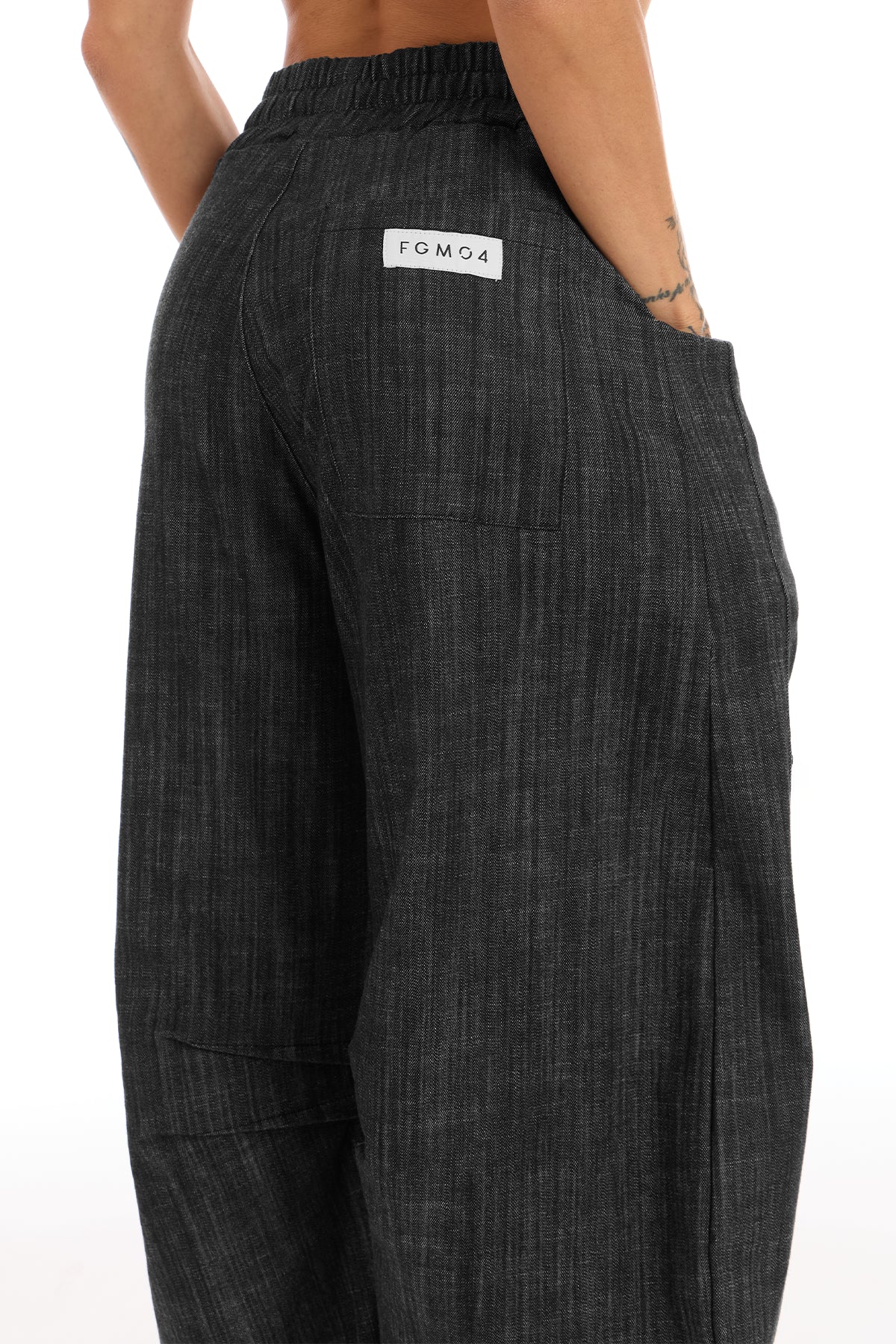 Pantalone Donna Barrel Jeans Nero Carbonio