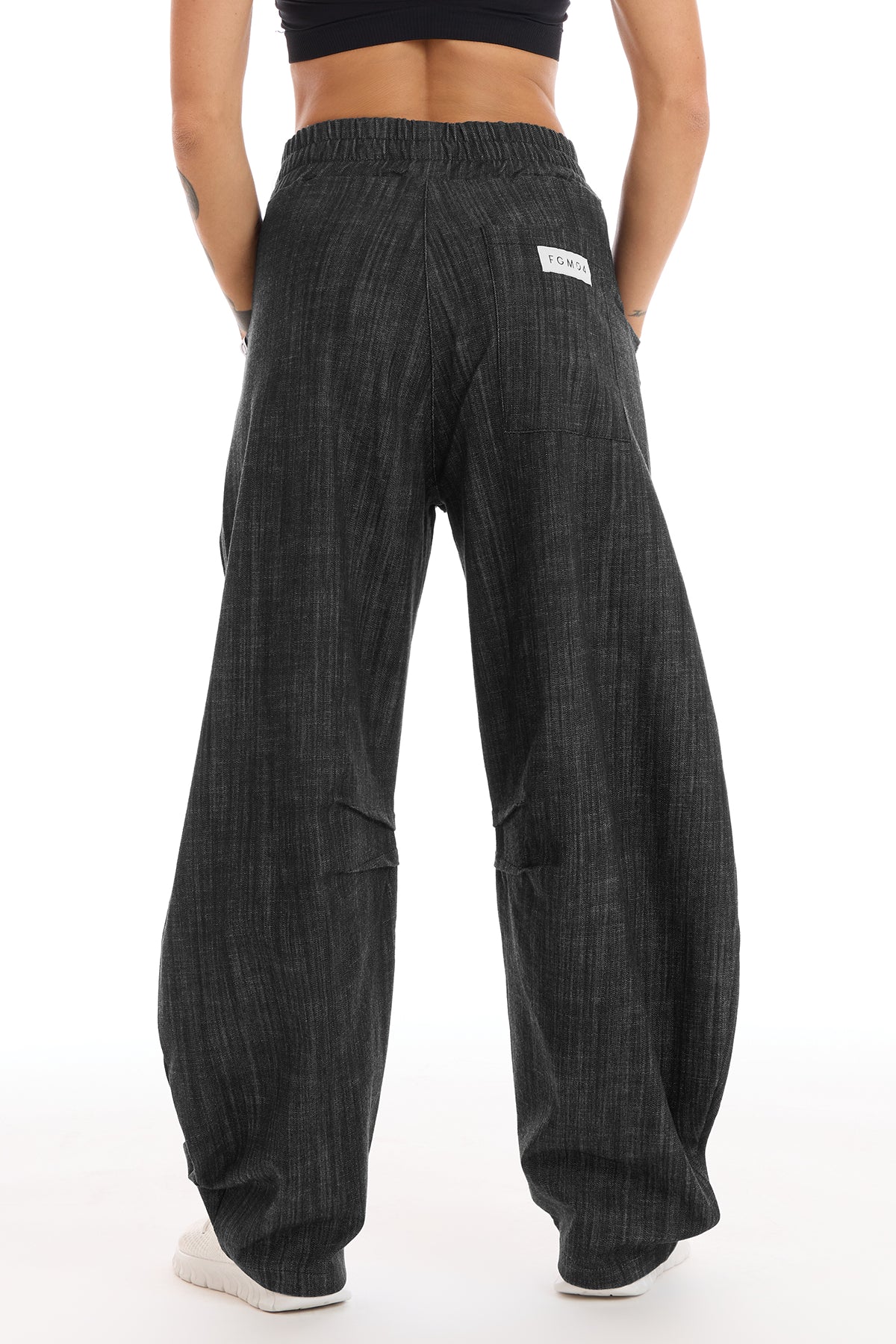 Pantalone Donna Barrel Jeans Nero Carbonio