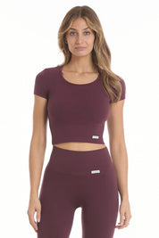 T-Shirt Crop Top Viola Melanzana - FGM04 - OFFERTE SPECIALI - fgm04