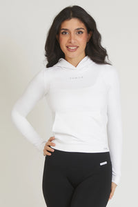 Maglia Slim Con Cappuccio Bianco