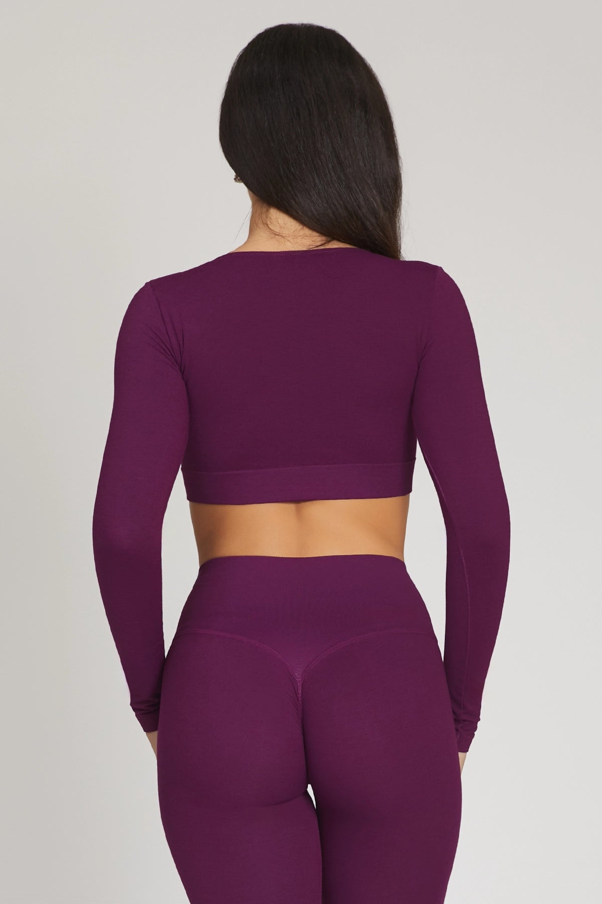 Maglia sportiva cropped seamless mélange con maniche lunghe Minimaglia Essence BambùFIR Dark Purple - FGM04 - Maglie e Top - fgm04