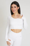 Maglia sportiva cropped seamless con maniche lunghe Bolero Gym Fashion Bianco - FGM04 - Maglie e Top - fgm04
