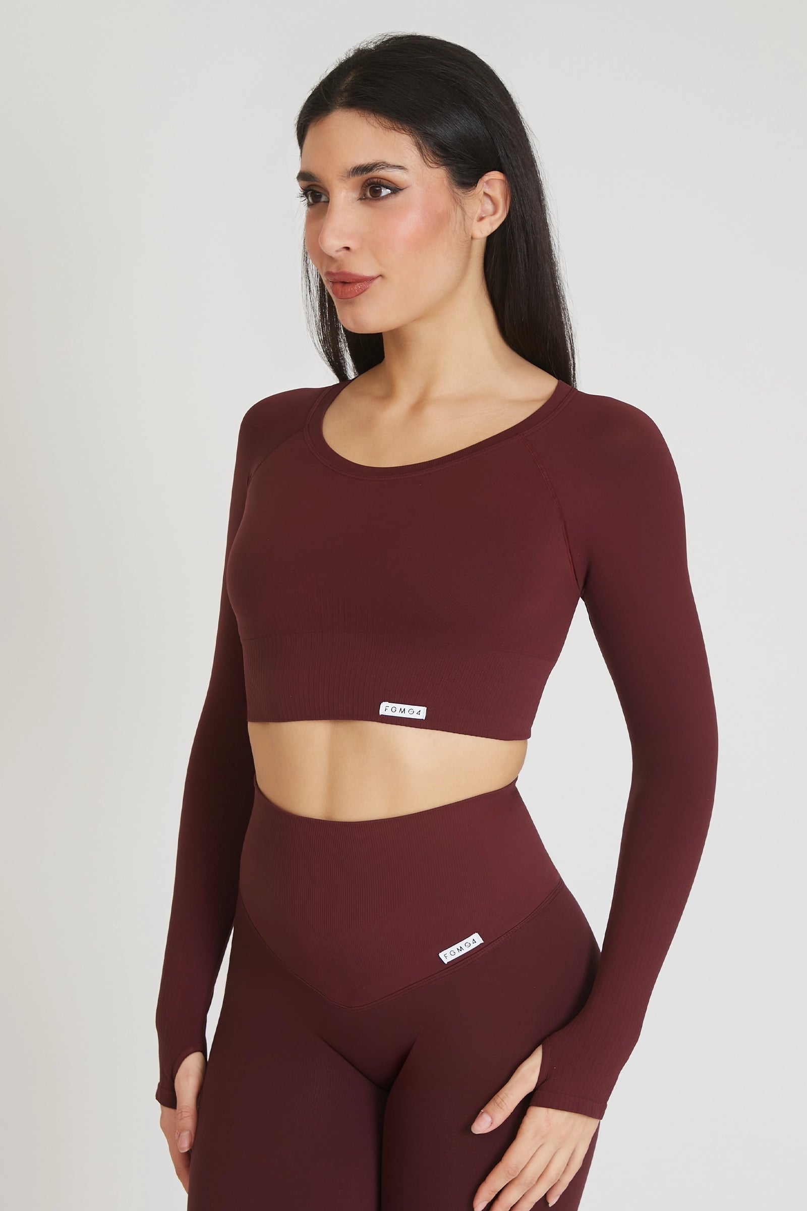 Maglia sportiva cropped seamless con maniche lunghe Bolero Gym Fashion Merlot - FGM04 - Maglie e Top - fgm04
