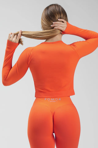 Felpa sportiva cropped seamless con maniche lunghe e zip a tutta lunghezza Bolero Full Zip Arancione - FGM04 - OFFERTE SPECIALI - fgm04