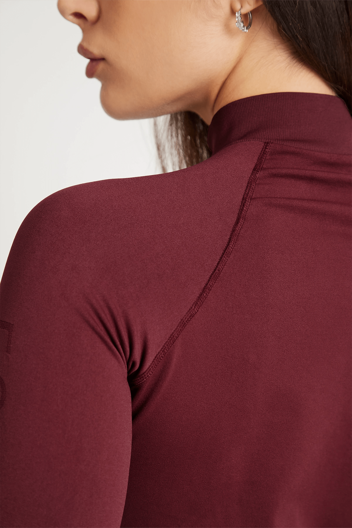 Felpa sportiva seamless con maniche lunghe e zip a mezza lunghezza Bolero Zip Merlot - FGM04 - Maglie e Top - fgm04