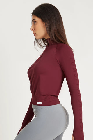 Felpa sportiva seamless con maniche lunghe e zip a mezza lunghezza Bolero Zip Merlot - FGM04 - Maglie e Top - fgm04