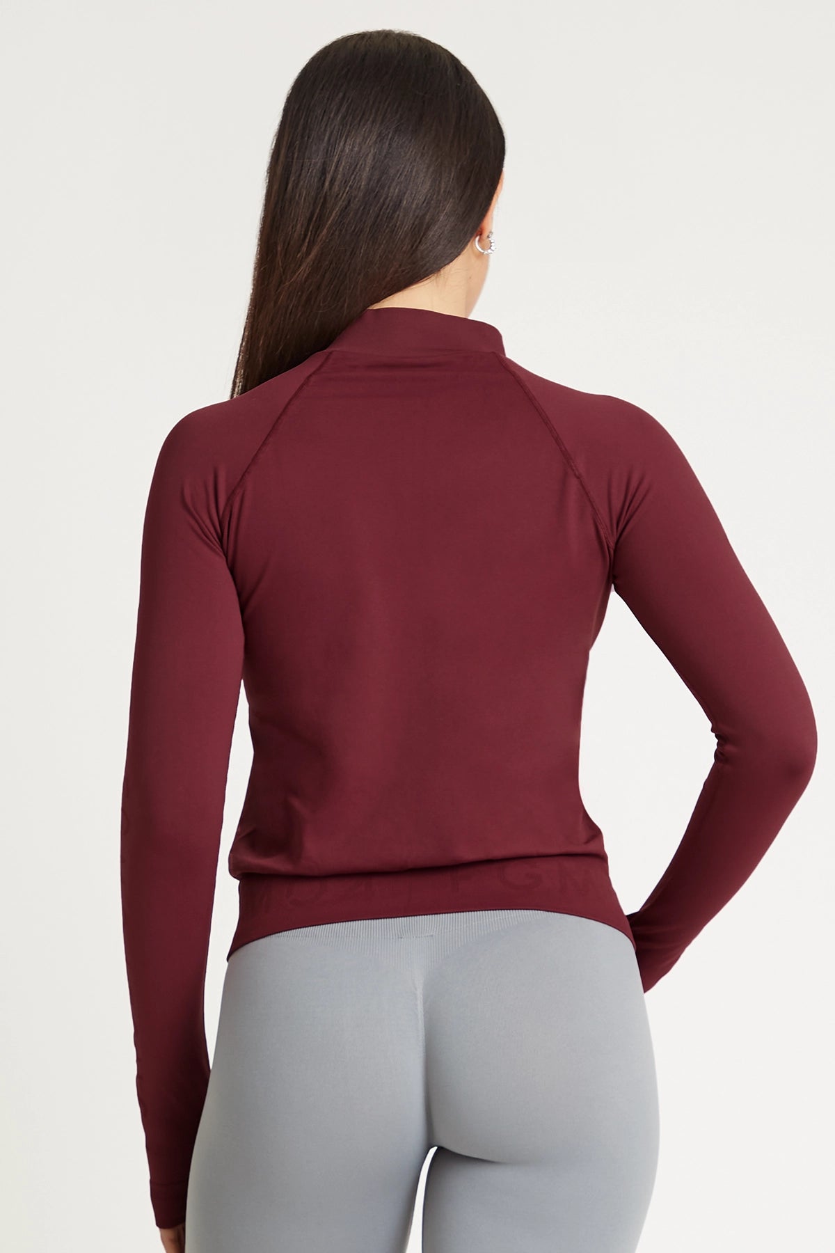 Felpa sportiva seamless con maniche lunghe e zip a mezza lunghezza Bolero Zip Merlot - FGM04 - Maglie e Top - fgm04