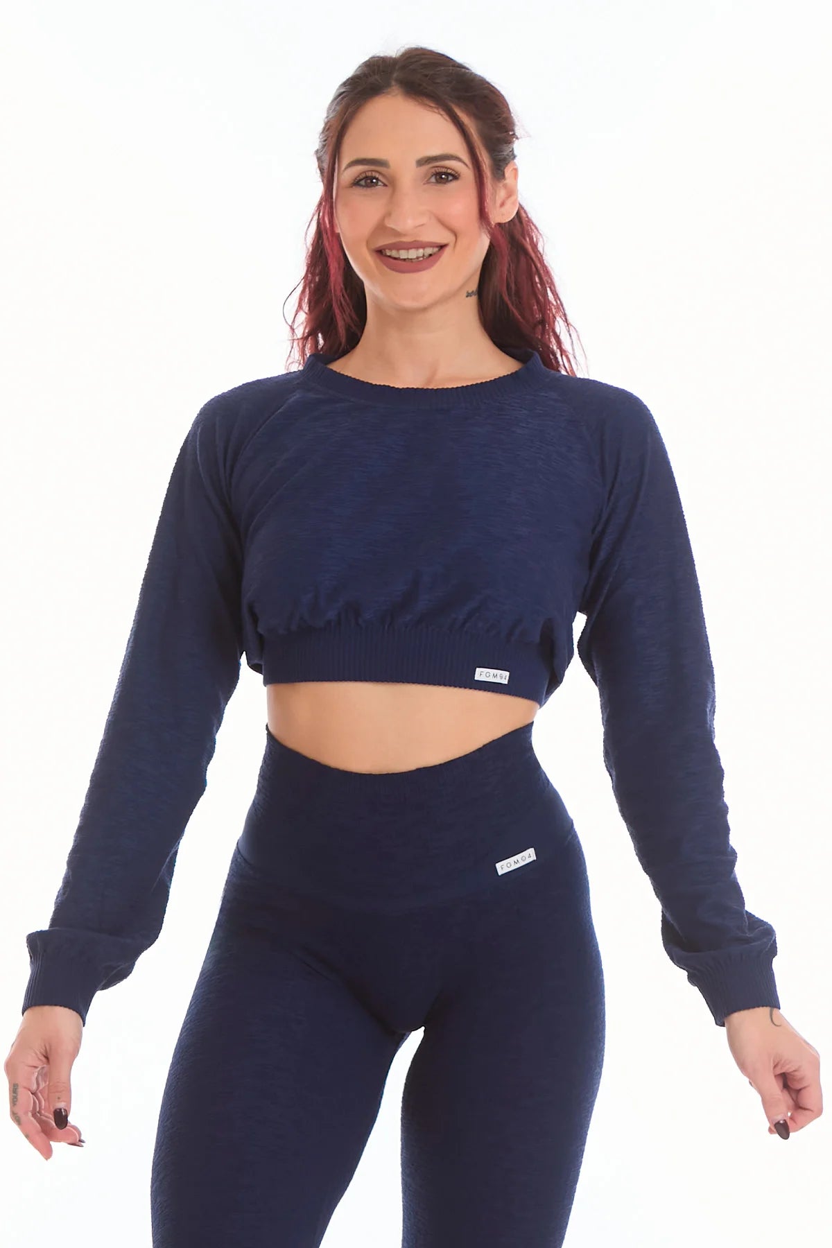 Maglia Crop Maniche Lunghe Materia Blu Notte - FGM04 - Maglie e Top - fgm04
