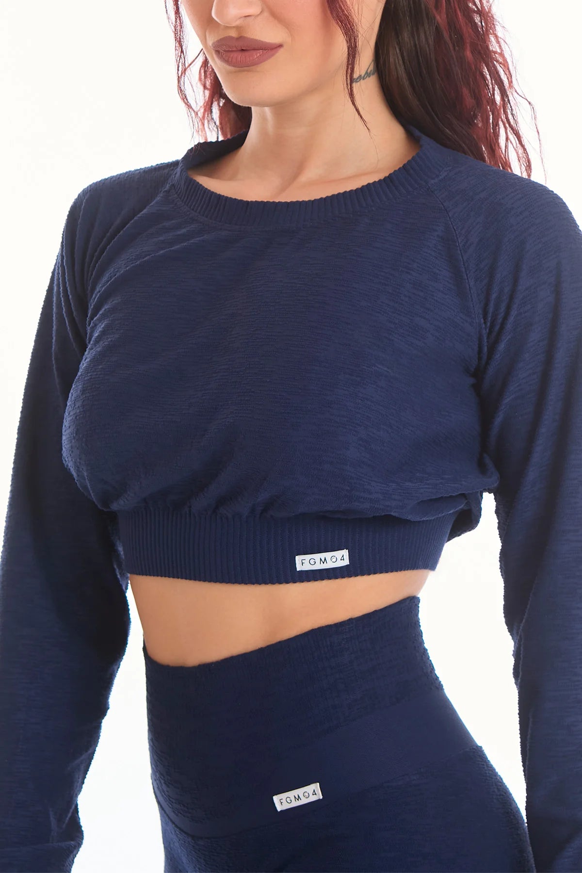 Maglia Crop Maniche Lunghe Materia Blu Notte - FGM04 - Maglie e Top - fgm04
