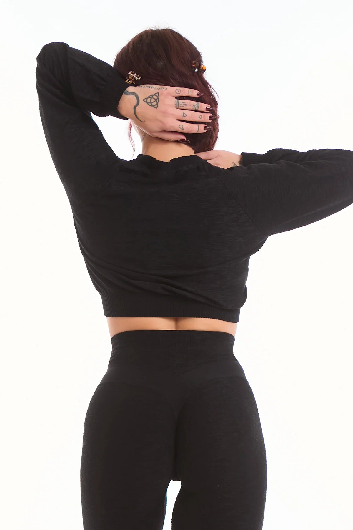 Maglia Crop Maniche Lunghe Materia Nero - FGM04 - Maglie e Top - fgm04