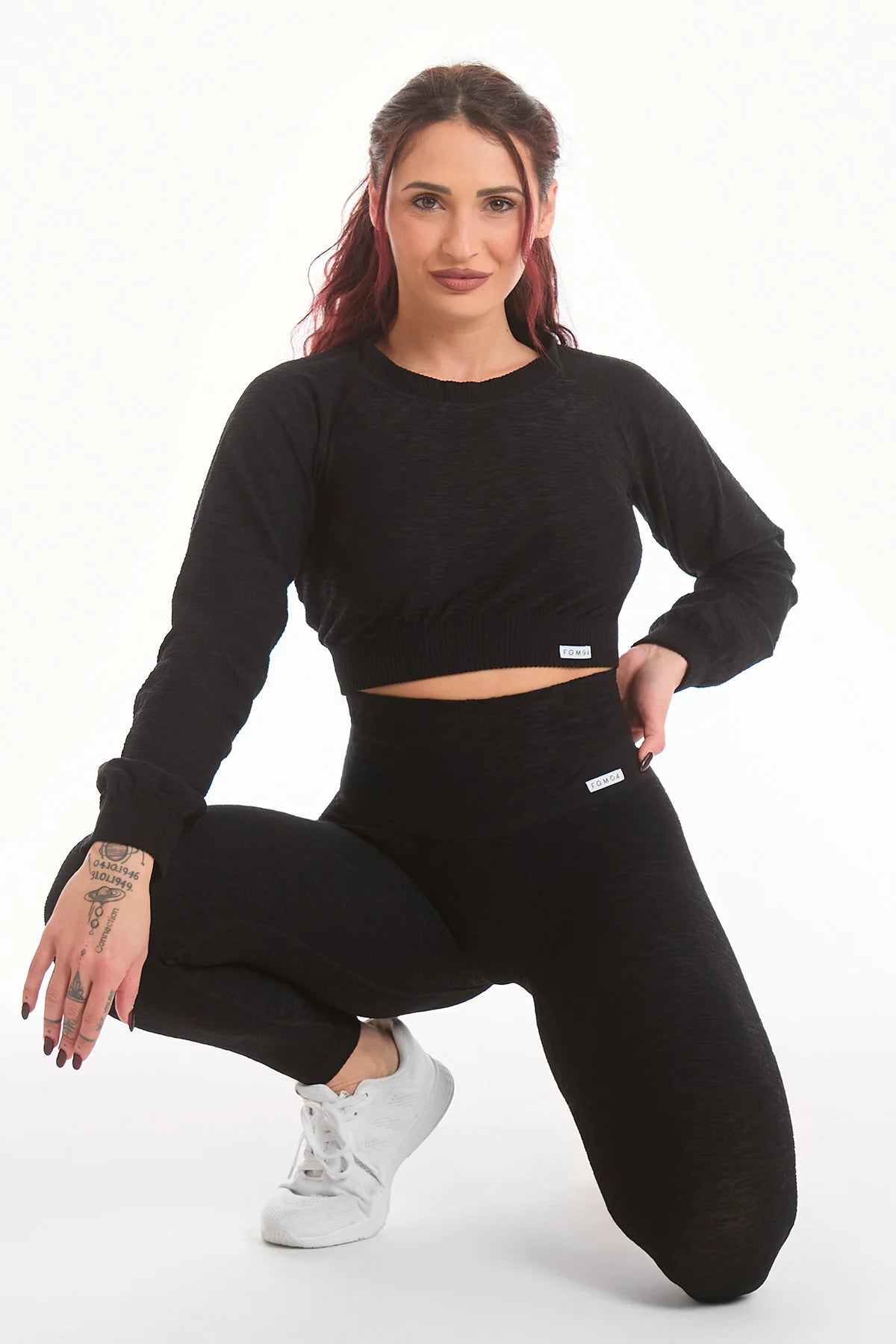 Maglia Crop Maniche Lunghe Materia Nero - FGM04 - Maglie e Top - fgm04
