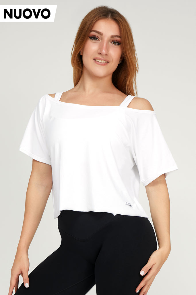 Maglia Dance Crop colore Bianco super-traspirante