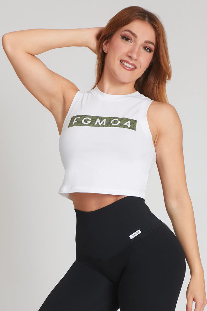 Canotta Crop Fgm04 Ikonic Stampa Cocco Verde