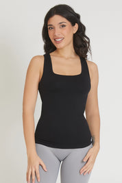 Fgm04 Black Wide Shoulder Tank Top