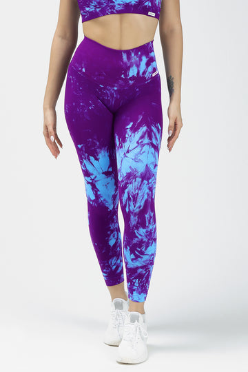 Leggings Push Up Maltinto Caos Azzurro Viola - FGM04 - LEGGINGS ANTICELLULITE - fgm04
