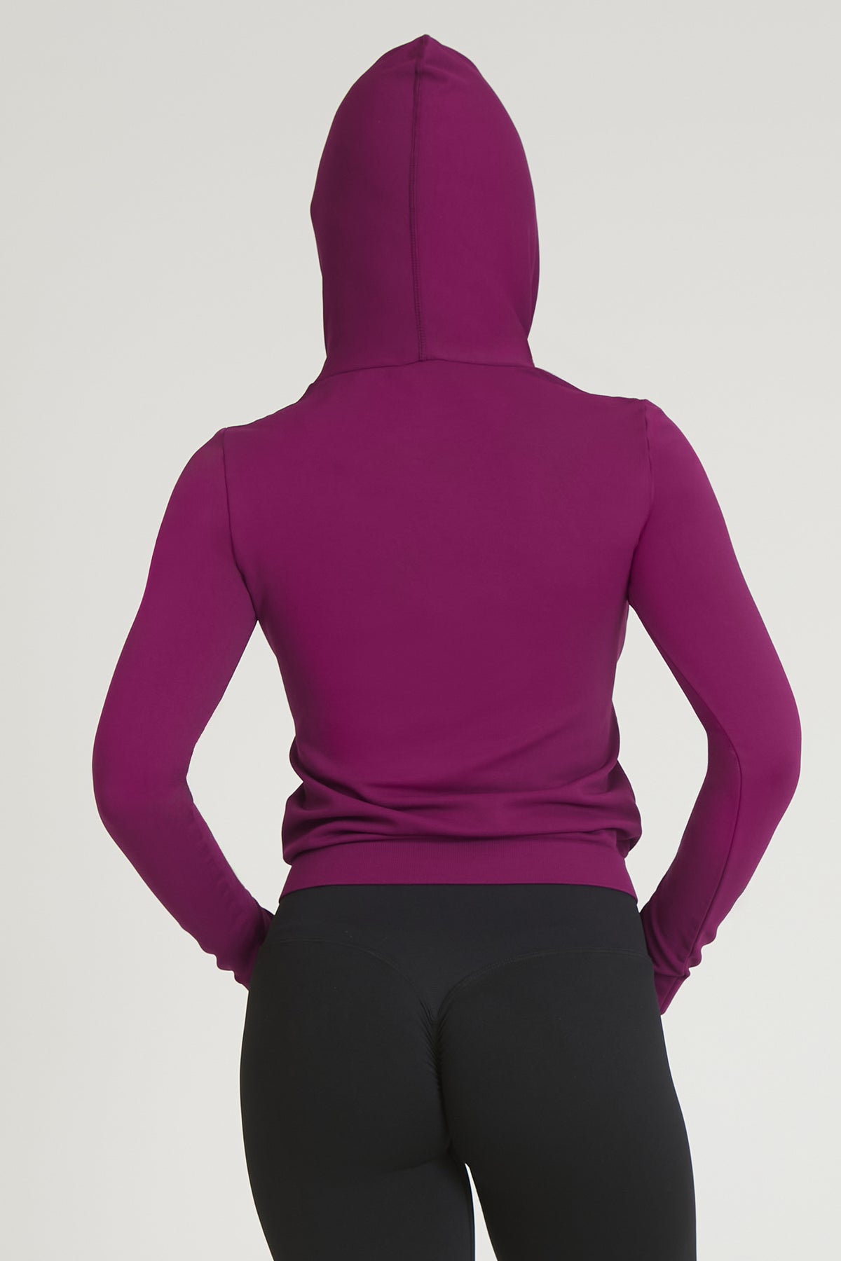 Felpa sportiva tecnica donna Manica Lunga con tasca frontale Slim Con Cappuccio Dark Purple - FGM04 - Maglie e Top - fgm04