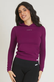 Pull à capuche slim violet foncé