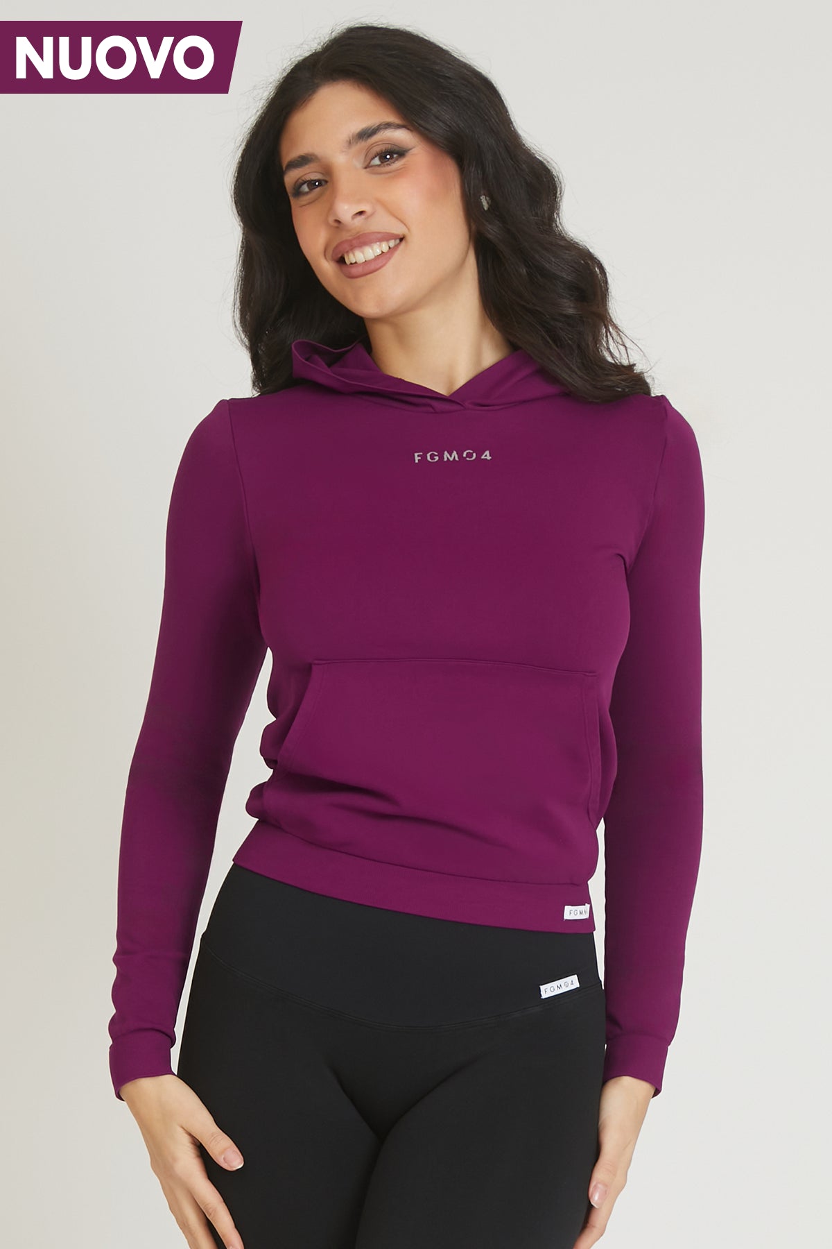 Pull à capuche slim violet foncé