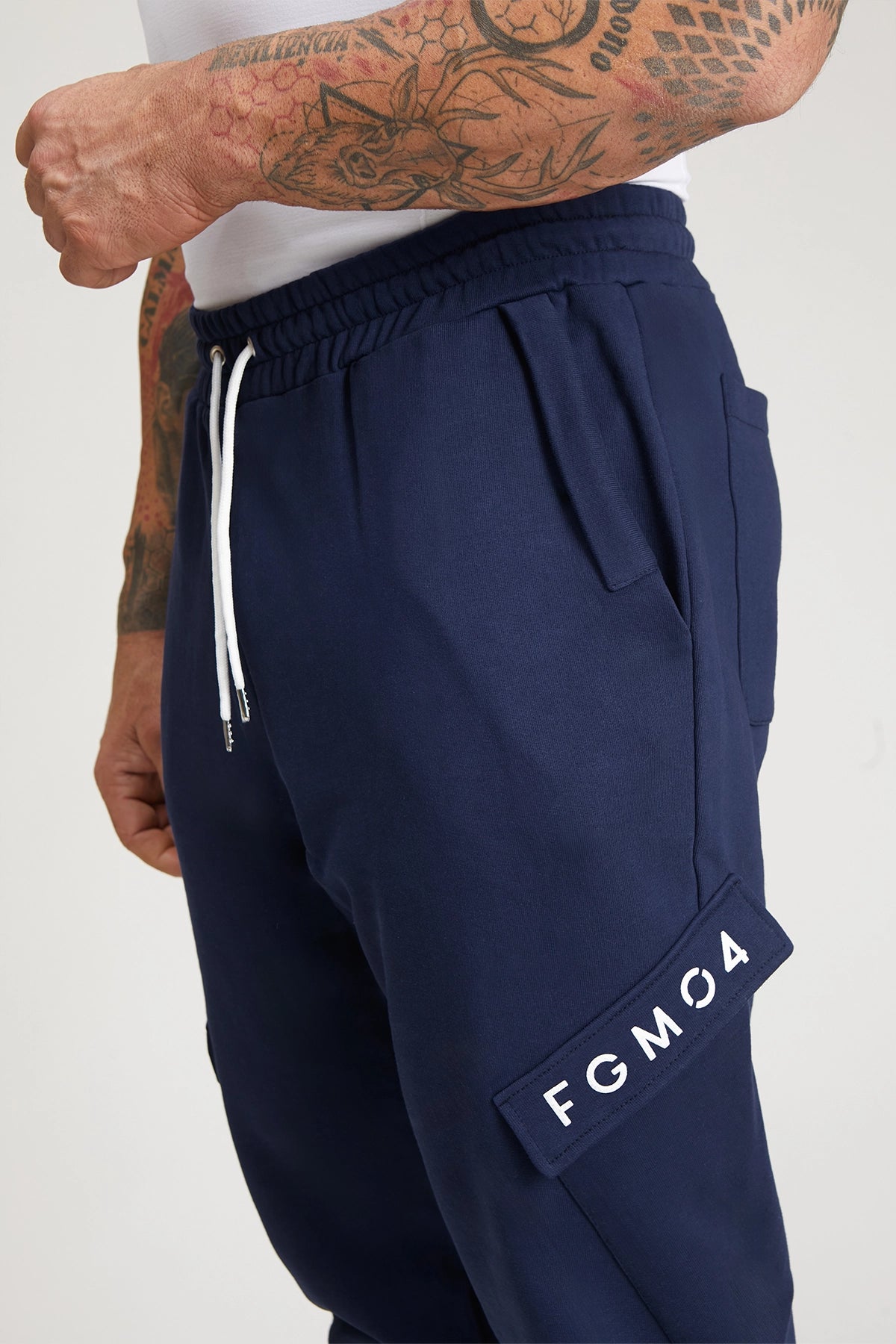 Pantaloni della tuta sportivi in cotone con tasconi laterali Pantalone Cargo FW 24/25 Blu Notte - FGM04 - Linea Ikonic Uomo - fgm04