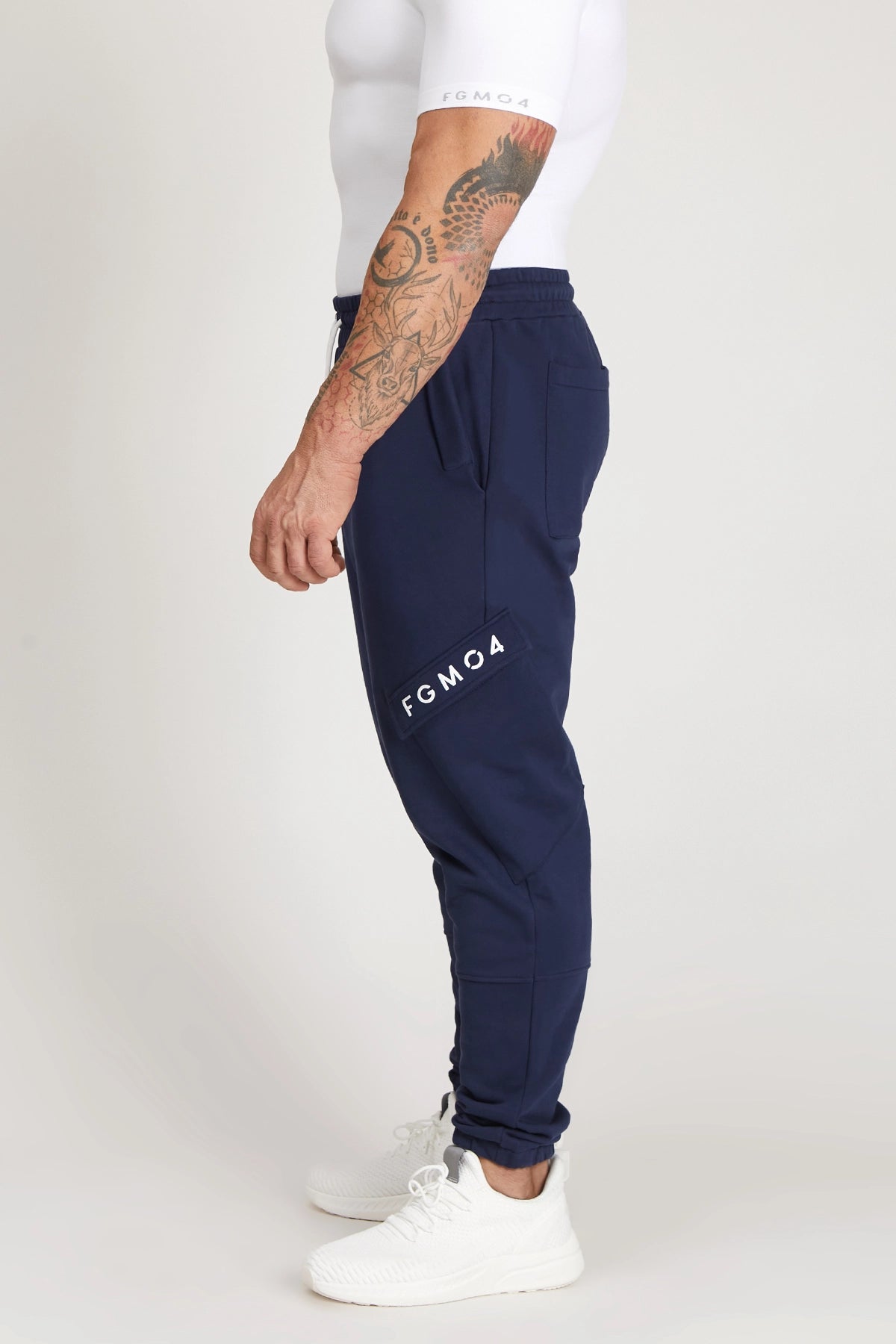 Pantaloni della tuta sportivi in cotone con tasconi laterali Pantalone Cargo FW 24/25 Blu Notte - FGM04 - Linea Ikonic Uomo - fgm04