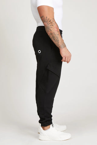 Pantaloni della tuta sportivi in cotone con tasconi laterali Pantalone Cargo FW 24/25 Nero - FGM04 - Linea Ikonic Uomo - fgm04