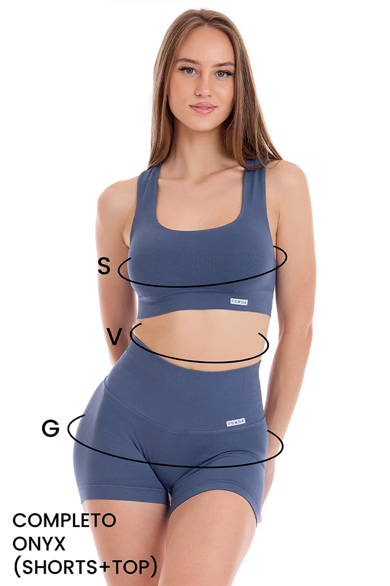 Guida alle taglie: completo onyx (top e shorts)