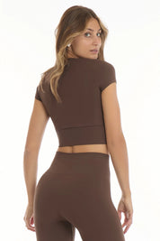 T-Shirt Crop Top Marrone Castagna - FGM04 - OFFERTE SPECIALI - fgm04