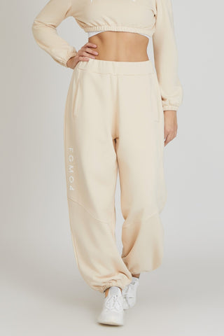 Pantaloni della tuta sportivi donna in cotone baggy Pantalone Jogger Oversize Jasmine Donna Burro - FGM04 - Linea Ikonic - fgm04