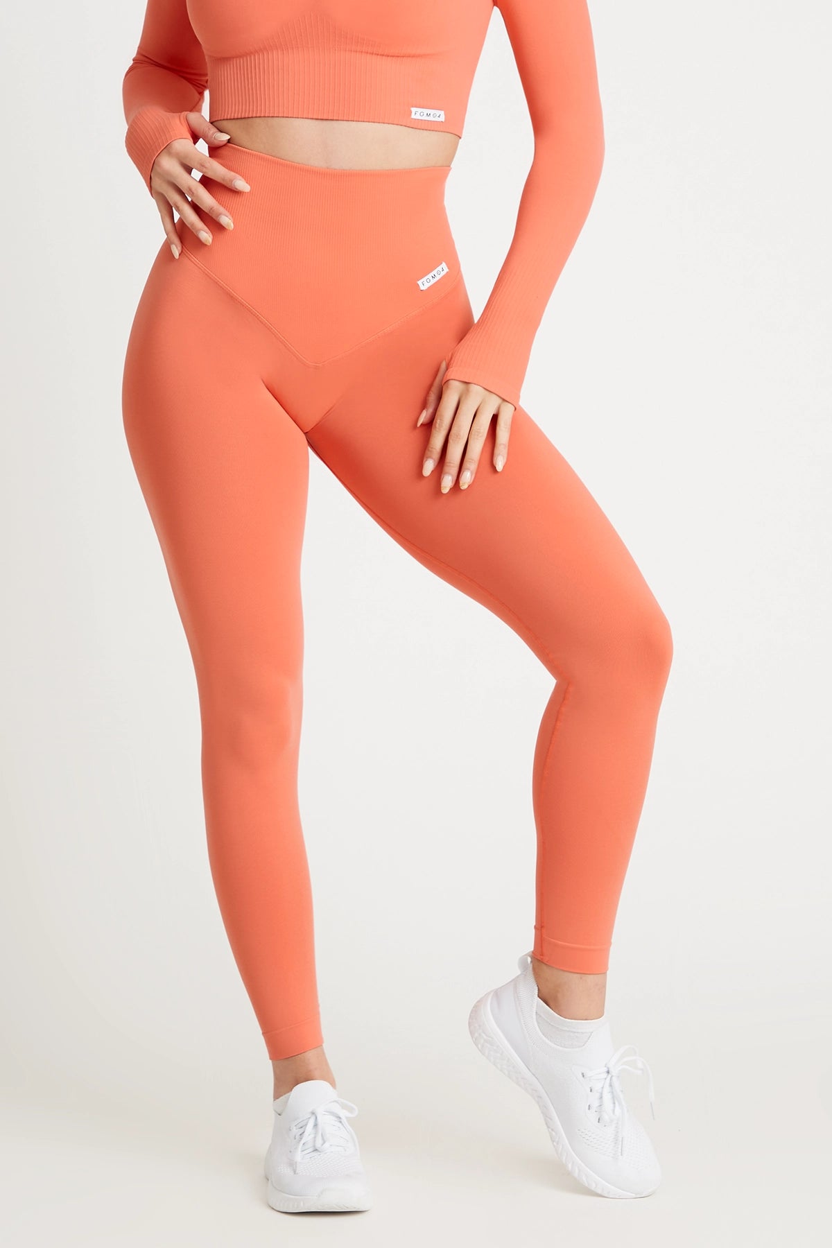 Leggings sportivi con tecnologia FIR push up con arricciatura Gym Fashion Corallo - FGM04 - OFFERTE SPECIALI - fgm04