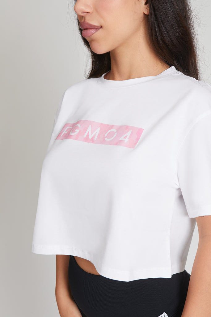 T-Shirt Crop Fgm04 Ikonic Stampa Mimetico Rosa - FGM04